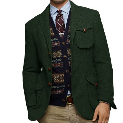 Veste en tweed trempée pour hommes, simple boutonnage, revers pointu, veste multi-poches, mince, élégante, mode, chimsteampunk, mariage, Rh