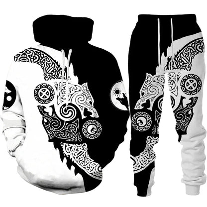 Ensemble sweat à capuche pour hommes, imprimé en 3D, survêtement/pantalon, pull à manches longues, Punk, vêtements de sport décontractés, surdimensionnés, de haute qualité, automne hiver