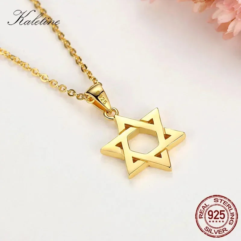Collier en argent Sterling 925 pour hommes et femmes, étoile de David juive Magen, israël, Judaica, bijoux hébraïques, pendentifs Hanukkah, couleur or