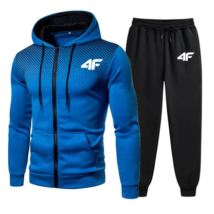 Survêtements pour hommes imprimé décontracté point rond veste à glissière + pantalon de survêtement de jogging 2 pièces ensemble quotidien sweat à capuche vêtements offres spéciales