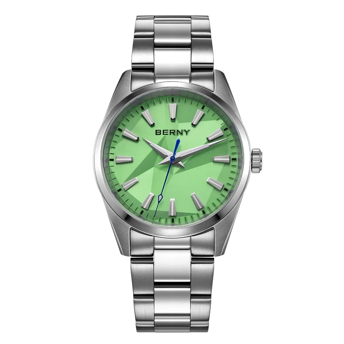 BERNY Quartz femmes montre cadran stéréo 39mm montre 100m étanche 316L acier inoxydable saphir AR lentille enduit