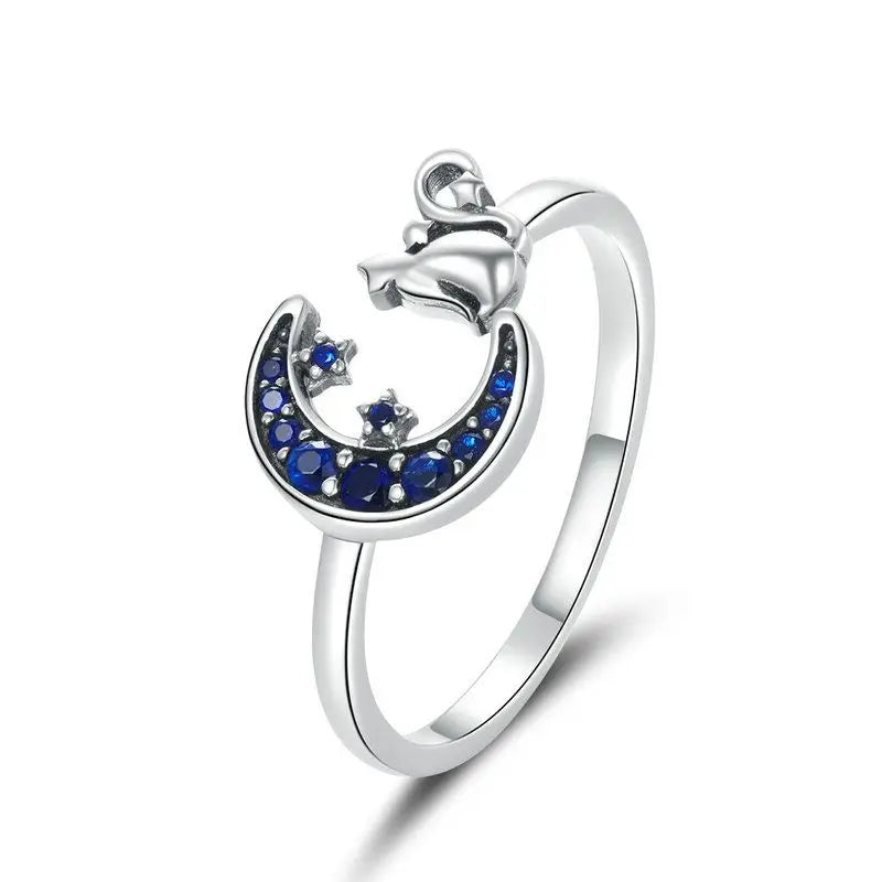 WOSTU-Bagues ajustables en argent regardé 925 pour femme, bijoux originaux empilables, taille ouverte