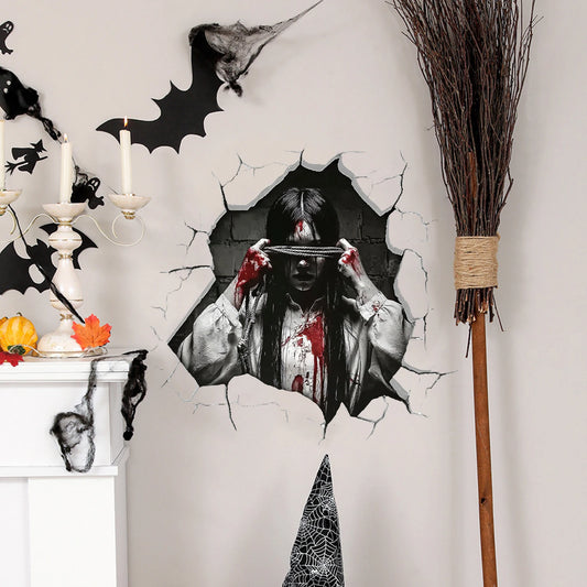 Autocollants muraux décoratifs d'ambiance d'horreur d'Halloween, autocollants, adaptés à la décoration de murs, de portes et de fenêtres