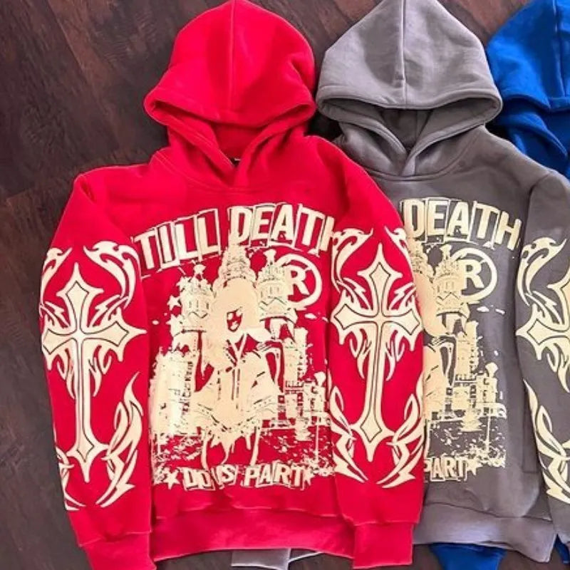 Sweats à capuche College lettre Y2K pour hommes et femmes, sweat-shirt à manches longues, poche, streetwear, Harajuku, fjHip Hop, Punk