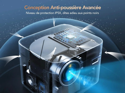 Projecteur TOPTRO 4K Android 9.0 26000 Lumens natif 1080P WiFi6 projecteur Bluetooth mise au point automatique/Keystone cinéma maison extérieur