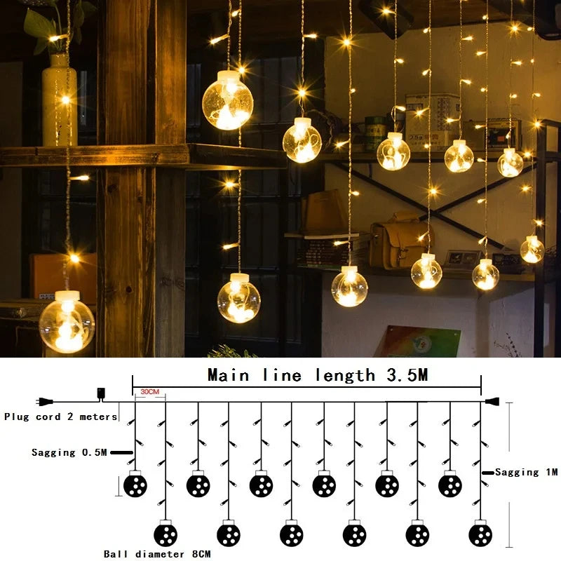 Noël 2024 Led lumières décoration fée chaîne pour chambre feston lumière rideau guirlande fête mariage nouvel an chambre salon