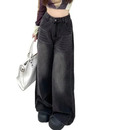 Jean taille haute à jambes droites pour femme, pantalon à jambes larges, Vintage, Slim, ample, drapé, Version étroite, nouvelle collection hiver
