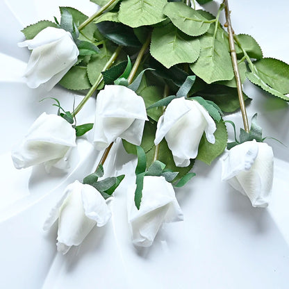 7 pièces vraie touche Rose branche tige Latex Rose main sensation feutre Simulation décorative artificielle Silicone Rose fleurs maison mariage
