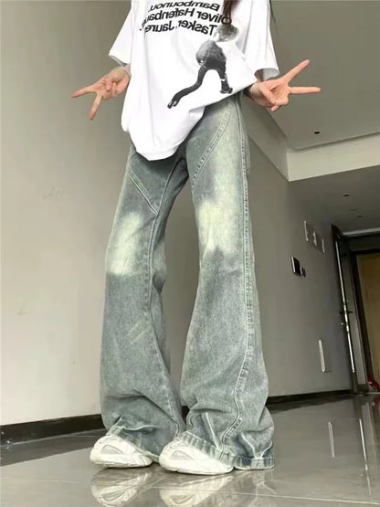 Automne printemps Bootcut jean femmes Denim pantalon Vintage pantalon droit mode femme décontracté jean évasé pantalon à jambes larges