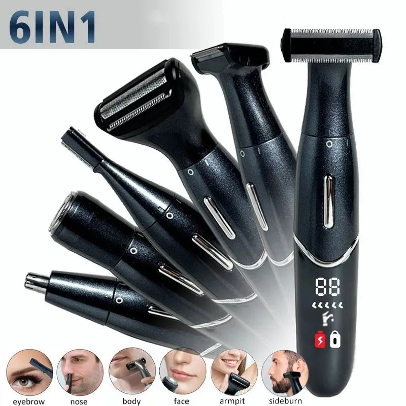 Rasoir électrique 6 en 1 pour zones intimes, coupe de cheveux, rasoir de précision pour hommes, ligne de Bikini, boules de rasoir sensibles, œufs, pubiens