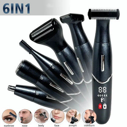 Rasoir électrique 6 en 1 pour zones intimes, coupe de cheveux, rasoir de précision pour hommes, ligne de Bikini, boules de rasoir sensibles, œufs, pubiens