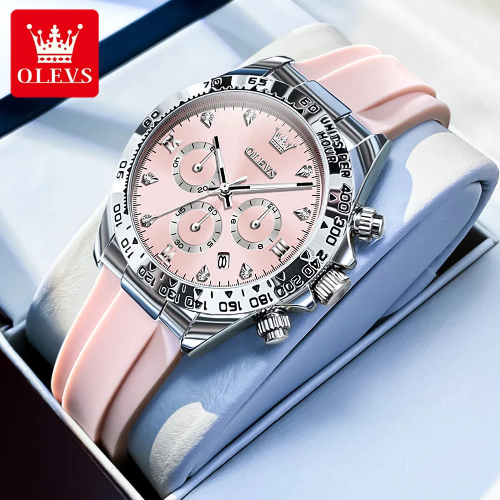 OLEVS 5618  montre de luxe Original Quartz femmes montre Silicone étanche montre calendrier chronographe