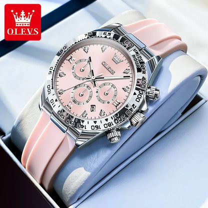 OLEVS 5618  montre de luxe Original Quartz femmes montre Silicone étanche montre calendrier chronographe