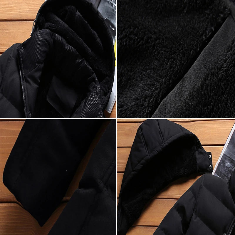 Parkas épais et chauds pour hommes, manteaux thermiques rembourrés à la mode, coupe-vent classique d'extérieur, vestes à capuche, vêtements de marque, hiver