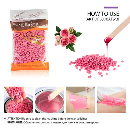 Chauffe-épilation avec pot à paraffine et kit de bâtons en bois, avertir, tremper, épilateur, machine, épilation