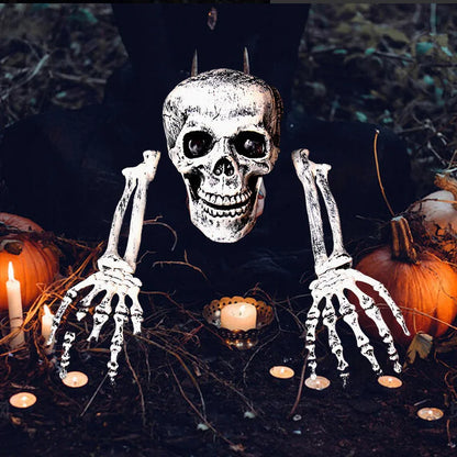 Simulation de décoration d'halloween, squelette d'os de main, insertion de bras fantôme, accessoires de jardin extérieur, décorations d'horreur d'halloween