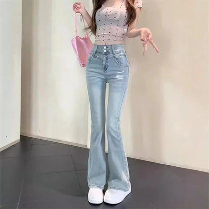 Jean rétro taille haute pour femmes, coupe Bootcut, avec nœud papillon, mode automne, pantalon Long de serrage, levage des fesses