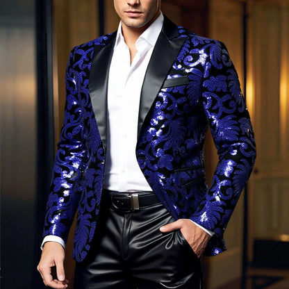 Vêtements d'extérieur pour performance sur scène à bouton unique orné de paillettes brillantes en bleu or vert violet Options pour veste de costume rouge pour hommes