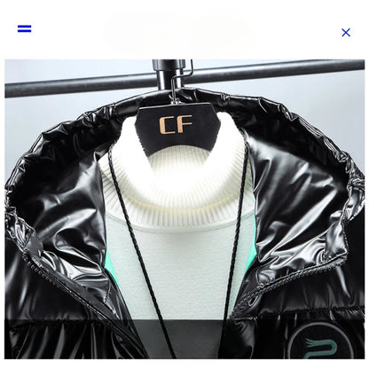 Veste imperméable à capuche pour homme, Parka longue, Chaude, Légère, Épaisse, Lisse, Brillante, Coton rembourré, CombMen, Hiver, 2024
