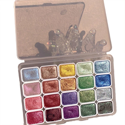 Ensemble d'aquarelle nacré de 20 couleurs, ensemble de peinture aquarelle métallique, scintillant, pour artistes, étudiants, amateurs