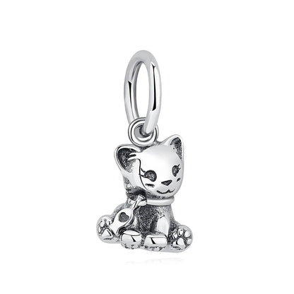 Original 925 en argent Sterling breloque perle amour chien chat patte Panda luciole pendentif breloques idéal pour bracelet colliers femmes bijoux
