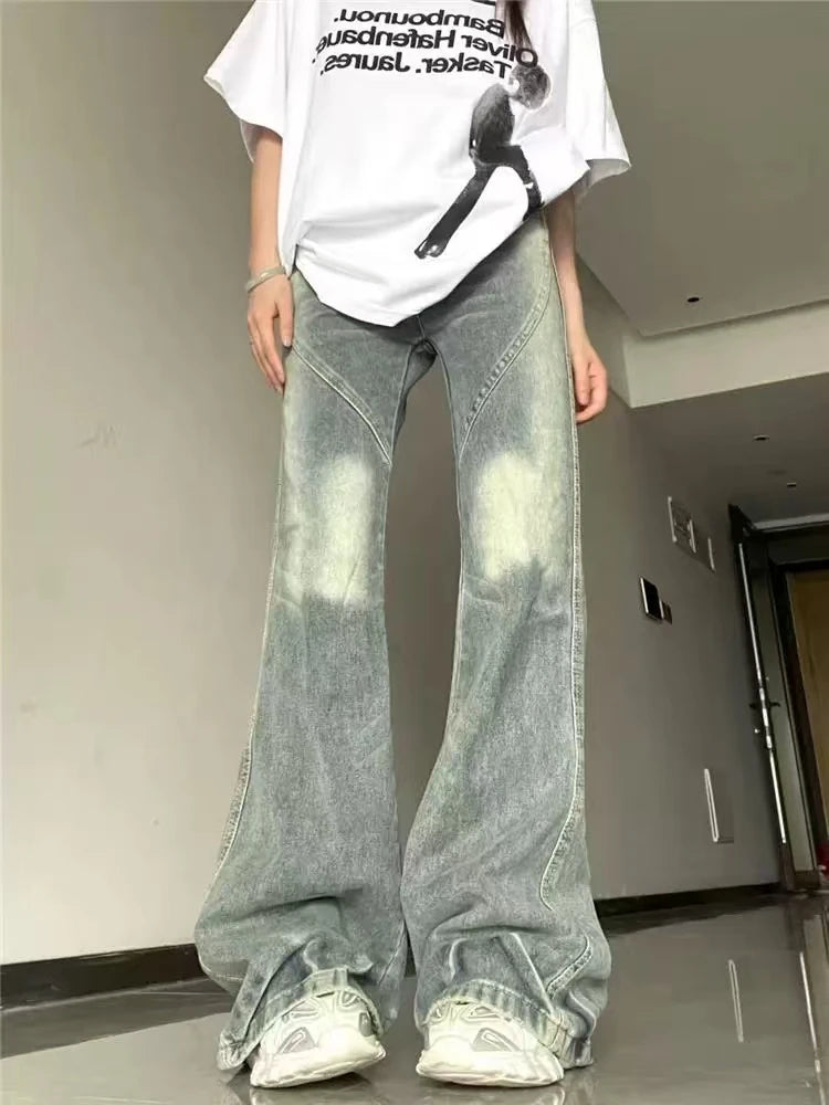 Automne printemps Bootcut jean femmes Denim pantalon Vintage pantalon droit mode femme décontracté jean évasé pantalon à jambes larges