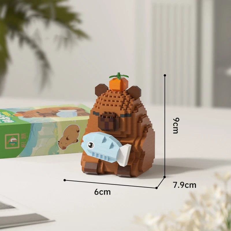 Jolis animaux de dessin animé nanobriques Capybara Micro bloc de diamant modèle de Construction briques de Construction jouets éducatifs pour enfants cadeau