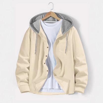 2025 printemps et automne hommes gaufre treillis couleur boutonnage à capuche cardigan décontracté manteau nouvelle mode lâche sports de plein air haut pour hommes