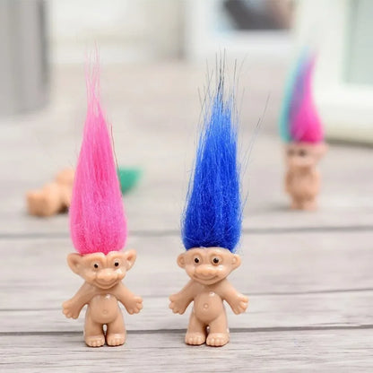5 pièces/lot drôle Trolls poupées Anime figurine cheveux colorés membres de la famille modèles enfants jouets pour enfants cadeau nostalgique adulte