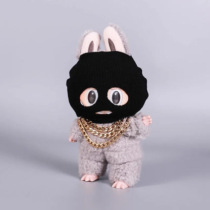 Pour V1 V2 V3 Labubu pendentifs collier en argent avec couvre-chef Labubu tenue collier accessoires