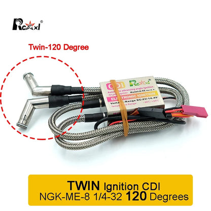 Rcexl Simple/Twin VILLE CDI NGK-ME-8 1/4-32 90/ 120 Résistant ou Droit pour Gaz GOLD DLE Moteur RC Avion
