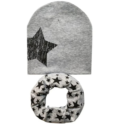 Chapeau en coton imprimé étoile pour bébé, casquette pour tout-petits, écharpe pour bébé, bonnet pour enfants, chapeaux pour garçons et filles, automne et hiver