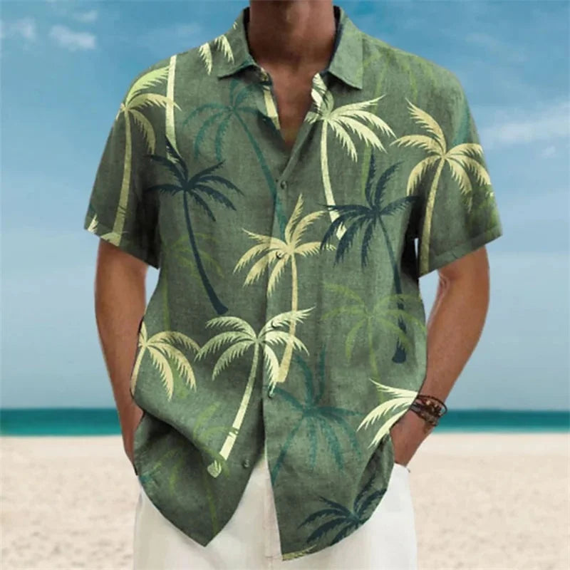 AMP Tree-Chemise hawaïenne imprimée en 3D pour hommes, chemise de plage pour hommes, chemisier à manches courtes, chemises en Y à la mode, 3XL, 2023
