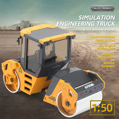 Huina-Modèle de camion à roulettes en alliage pour enfants, modèle à double roue, voitures d'ingénierie, camions Doecast, jouets de collection pour garçons, cadeau, 1/50
