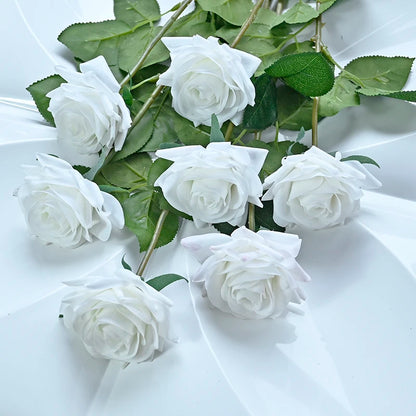7 pièces vraie touche Rose branche tige Latex Rose main sensation feutre Simulation décorative artificielle Silicone Rose fleurs maison mariage