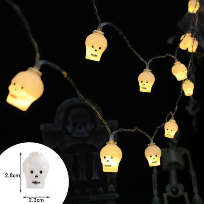 Guirxiété Lumineuse LED en Forme de Tête de Citrouille, Crâne, Globe Oculaire, Lanterne d'Inquiétude, Décoration d'Halloween