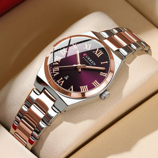 CURREN montre femmes,  Bracelet en acier inoxydable montres analogiques Date