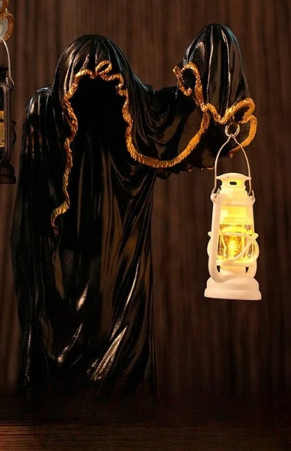 Lanterne de magicien fantôme, décoration amusante indispensable pour Halloween, homme mystérieux foncé, décorations créatives de bureau noires pour Halloween