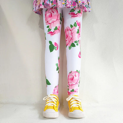 Leggings doux pour filles, pantalons pour enfants, imprimé de fleurs, slim, élastique, crayon