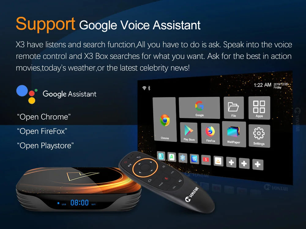 VONTAR X3 4GB 128GB 8K TV BOX Android 9 Smart Android TVBOX 9.0 Amlogic S905X3 Wifi 1080P BT 4K décodeur 4GB 64GB 32GB