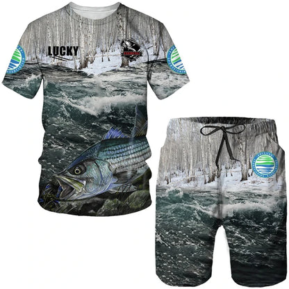 Été pêche bataille camouflage impression 3D hommes T-Shirts ensembles Harajuku mode T-Shirt Shorts deux pièces ensemble pull décontracté survêtement
