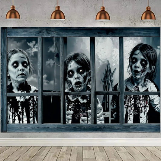 Bannière de Décoration de Fenêtre d'Halloween pour Fille et Garçon, Accessoires de Photographie, Horreur, Effrayant, Terreur, Fantôme, Marié, Mariée
