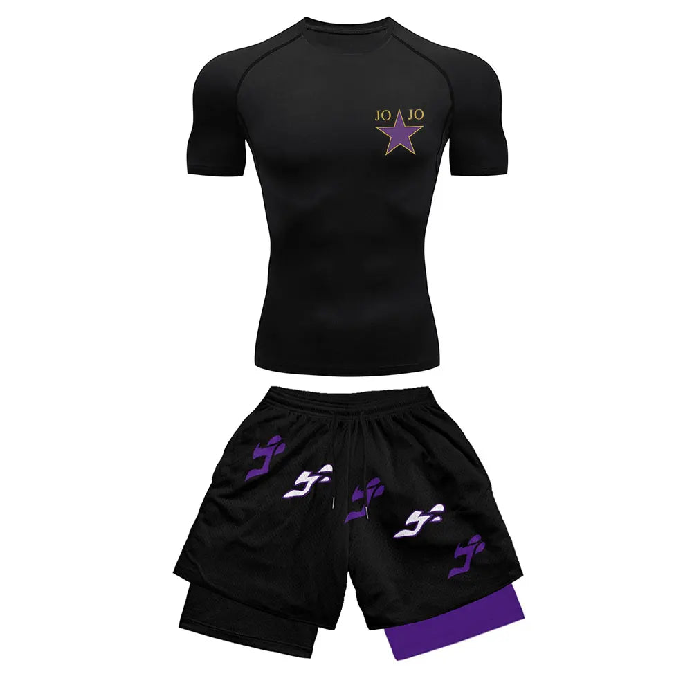 2025 Costume de sport de compression imprimé à la mode Vêtements d'été Costume athlétique pour hommes - Élégant Fitness Running Ensemble deux pièces décontracté