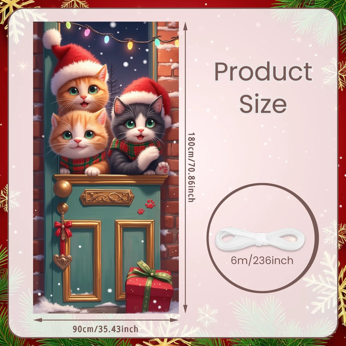 Bannière de Noël Ornements rouges Décoration de vacances Motif de flocon de neige Festivités d'hiver pour la décoration de la maison Célébration de vacances I