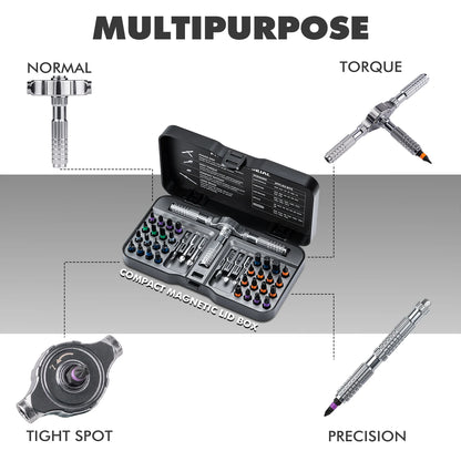 VMAN 40in1 jeu de tournevis à cliquet multifonction embouts multi-magnétiques Mini Kit d'outils de réparation outil ménager pour PC et Iphone Etc.