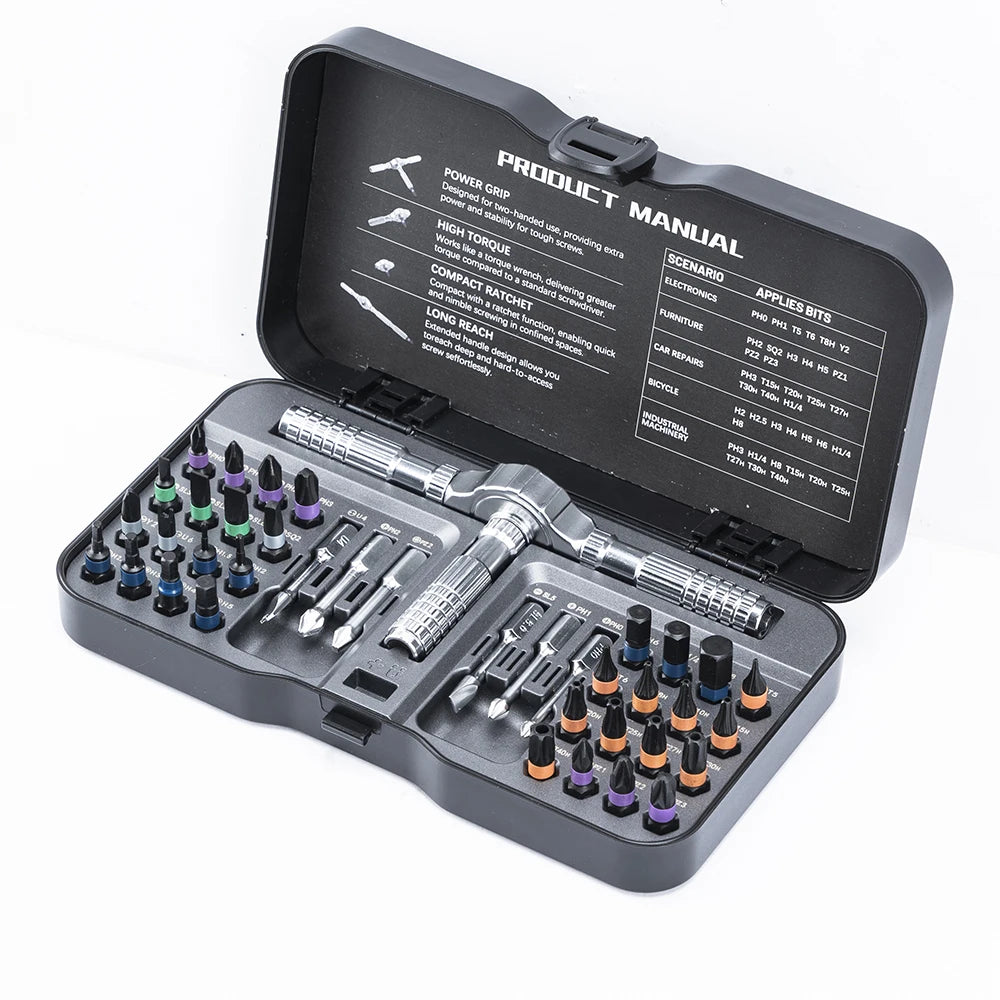 VMAN 40in1 jeu de tournevis à cliquet multifonction embouts multi-magnétiques Mini Kit d'outils de réparation outil ménager pour PC et Iphone Etc.