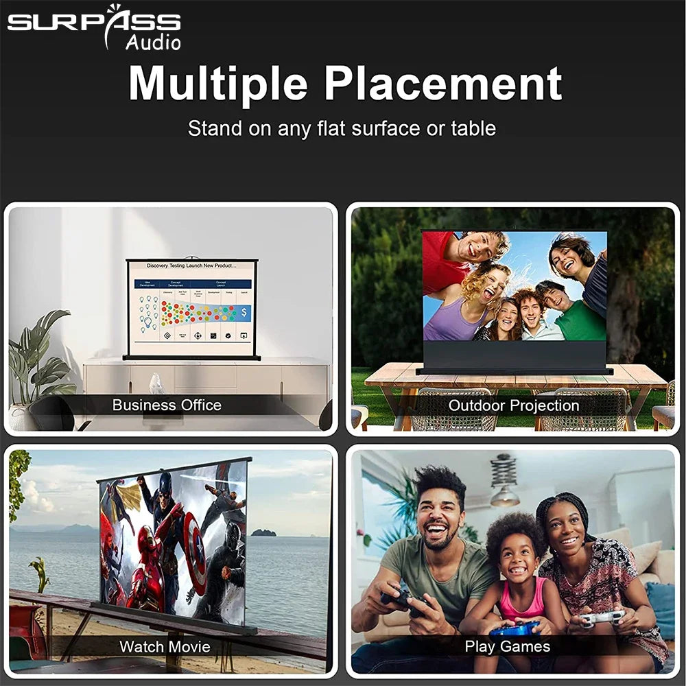 50 Inch Portable Projector Screen, Tabletop Projection Screen with Stand, Movie Watch for Outdoor Camping and Office