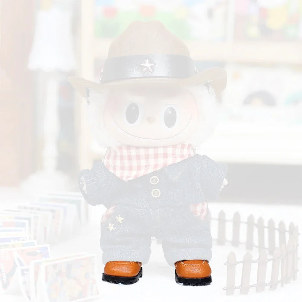 Vêtements de Mini poupée élégants, accessoires de tenue pour poupée Labubu, combinaison de Cowboy occidentale mignonne et chapeau de Cowboy, vêtements cadeau