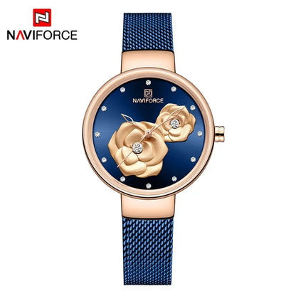 NAVIFORCE-Montre-bracelet  en maille pour femme, bracelet en acier inoxydable,