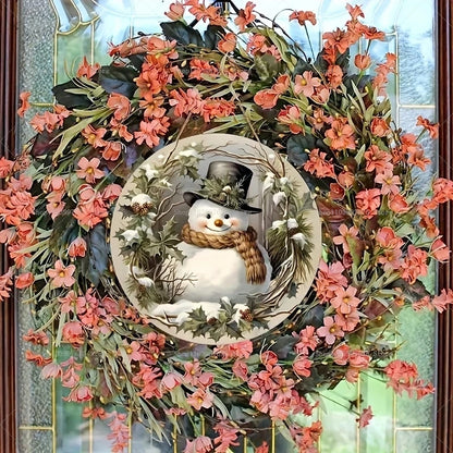 Panneau de porte en bois avec décorations de noël, 1 pièce, charmant bonhomme de neige, panneau de bienvenue suspendu en bois pour porte d'entrée, décoration murale de la maison